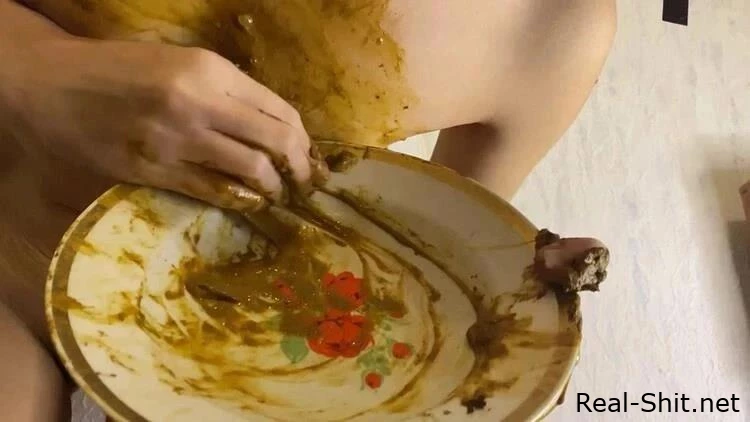 p00girl - Poop, fuck in mouth and feel sick, smear - Dense Dinner With Shit, Slurry Porn, Dirtyfairy